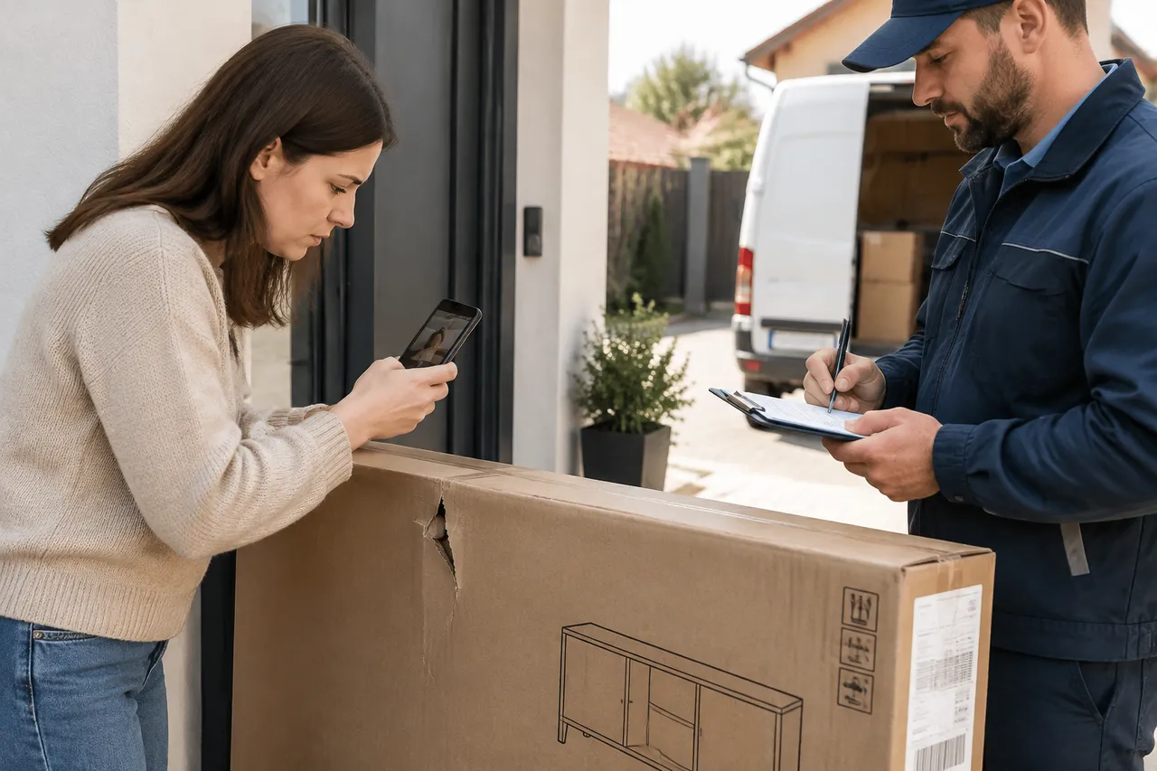 verificarea coletului la primirea mobilei